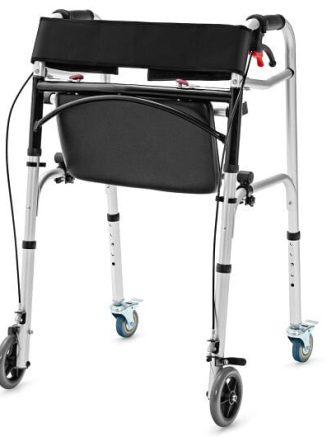 Height Adjustable Aluminum Walker with Rolling Wheels and Brakes